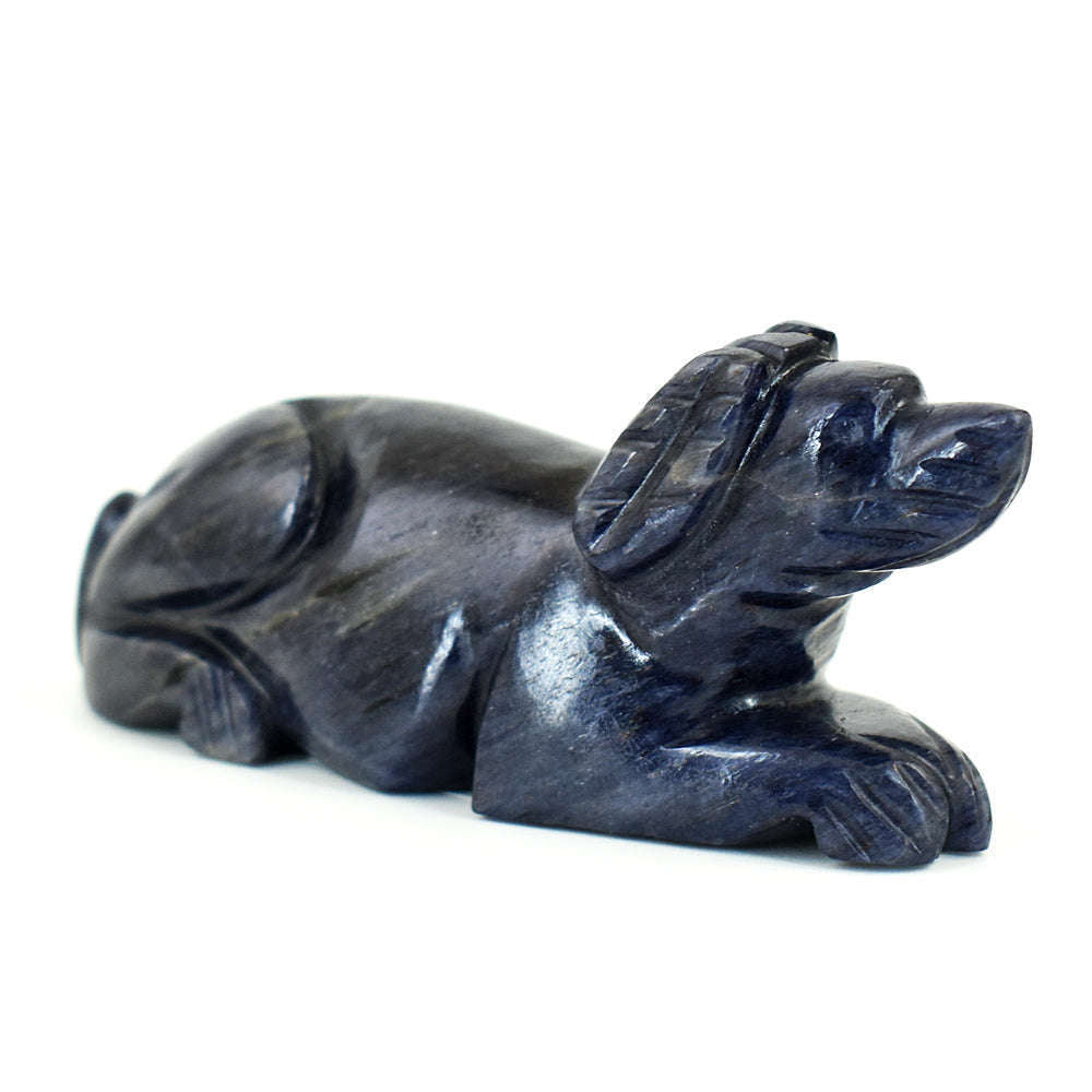 gemsmore:Amazing Iolite Hand Carved Genuine Crystal Gemstone Carving Dog