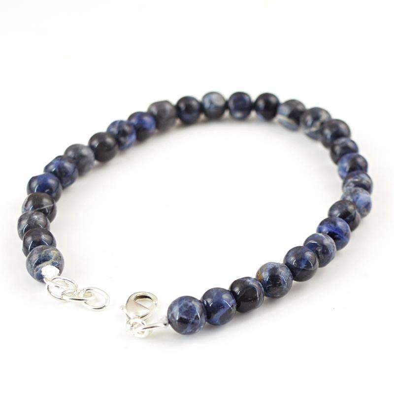 gemsmore:Amazing Natural Blue Sodalite Bracelet - Round Shape Beads