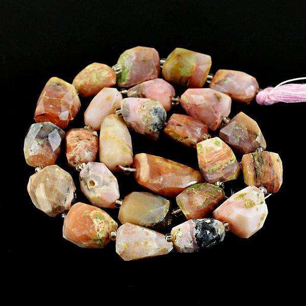 gemsmore:Amazing Natural Faceted Pink Australian Opal Drilled Beads Strand