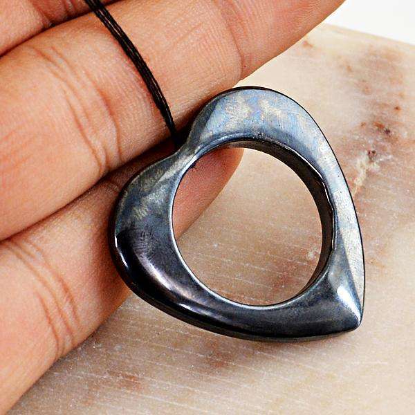 gemsmore:Amazing Natural Heart Shape Hematite Untreated Loose Drilled Gemstone