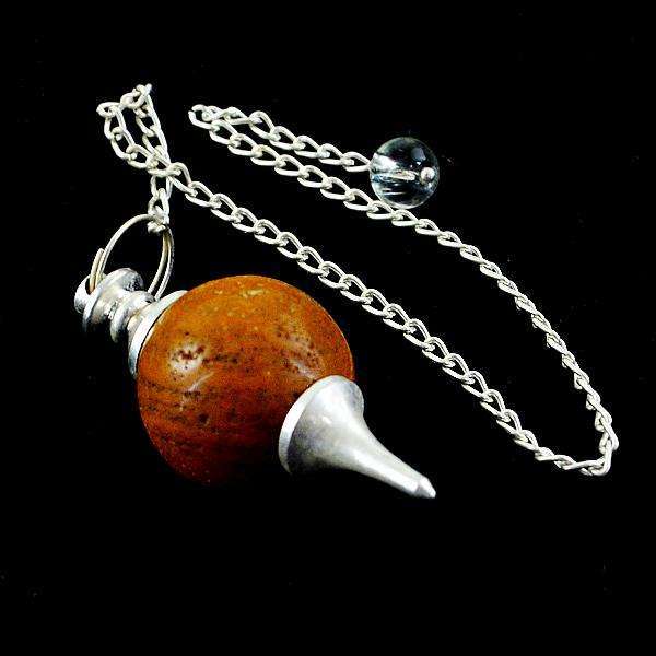 gemsmore:Amazing Natural Jasper Healing Ball Point Pendulum