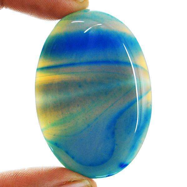 gemsmore:Amazing Natural Oval Shape Blue Onyx Untreated Loose Gemstone