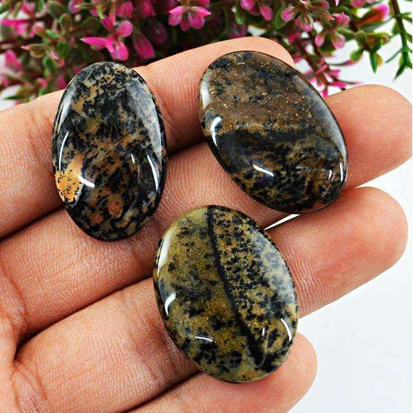 gemsmore:Amazing Natural Oval Shape Dendrite Opal Untreated Loose Gemstone Lot