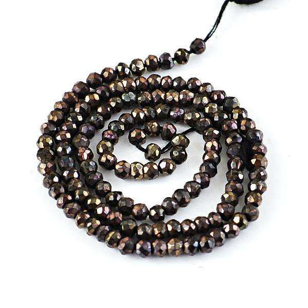 gemsmore:Amazing Natural Round Shape Faceted Pyrite Drilled Beads Strand