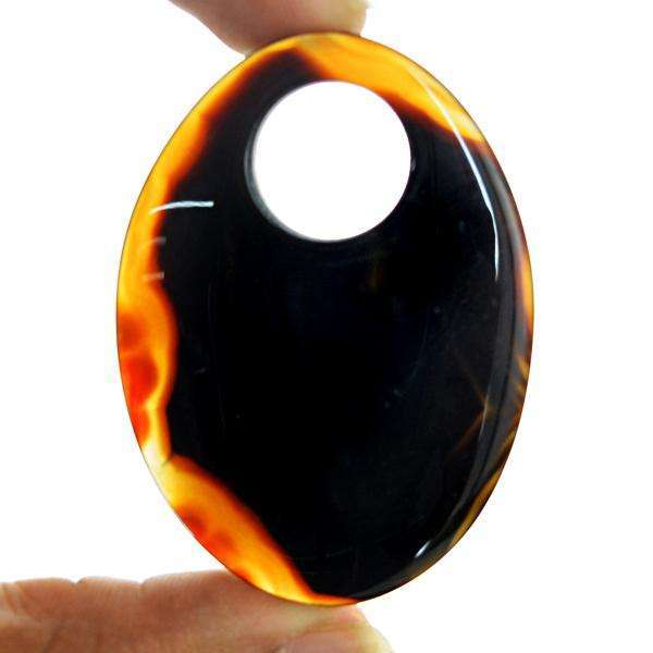 gemsmore:Amazing Oval Shape Fancy Onyx Untreated Loose Gemstone