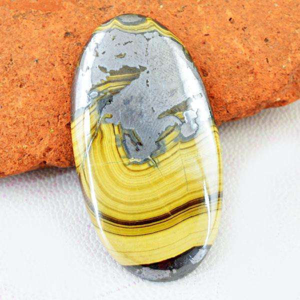 gemsmore:Amazing Oval Shape Silk Pyrite Untreated Loose Gemstone