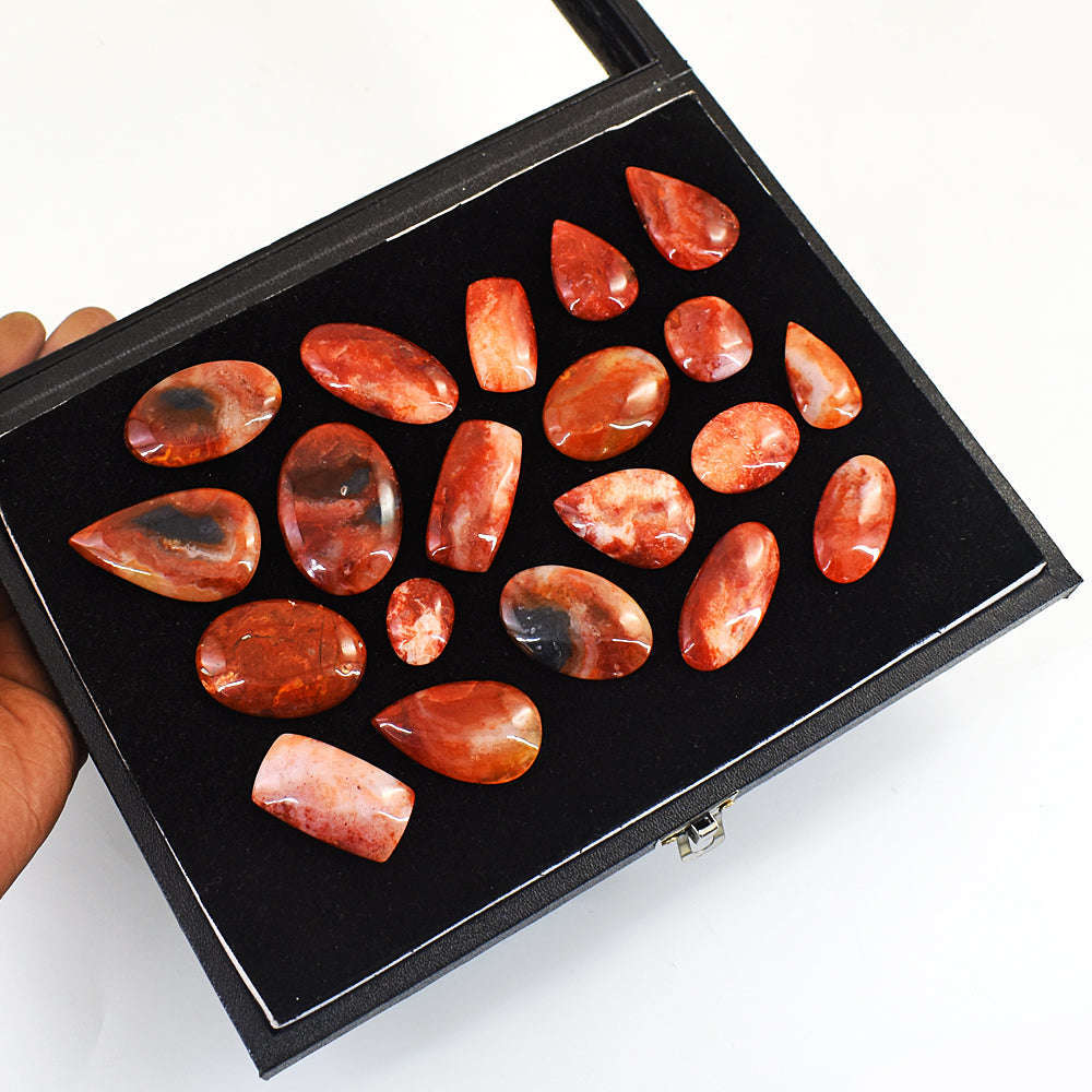 gemsmore:Amazing Quartz Red Russian Untreated Gemstone Cabochon Lot