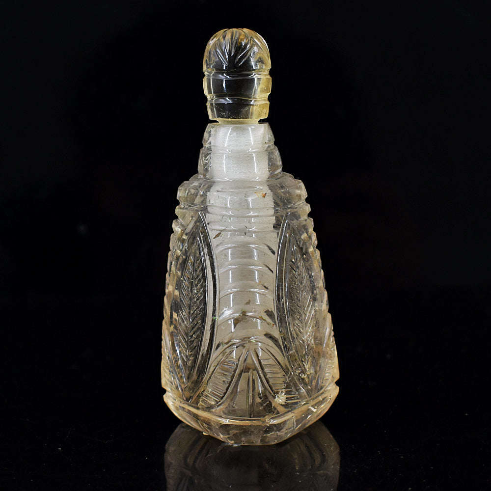 gemsmore:Amazing Smokey Quartz  Hand Carved Genuine Crystal Gemstone Carving Perfume Bottle