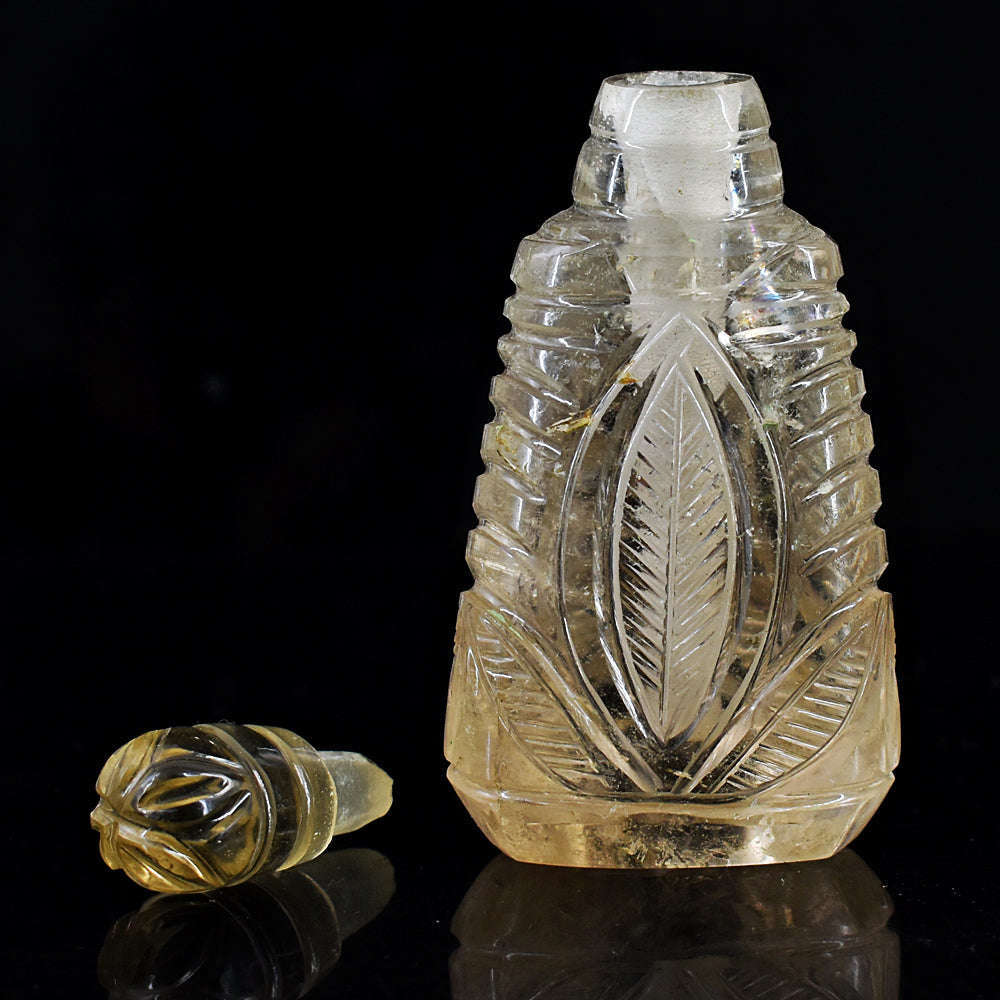 gemsmore:Amazing Smokey Quartz  Hand Carved Genuine Crystal Gemstone Carving Perfume Bottle