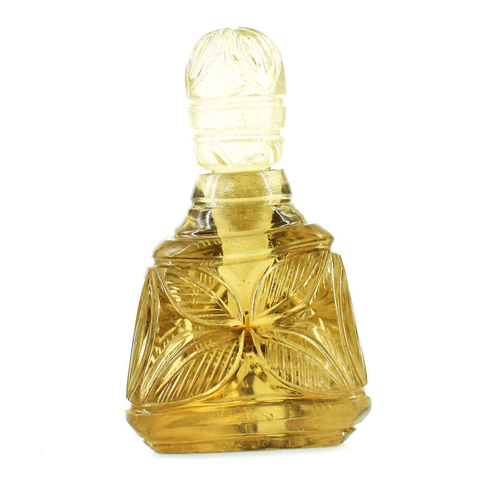 gemsmore:Amazing Smoky Quartz  Hand Carved Genuine Crystal Gemstone Carving Perfume Bottle