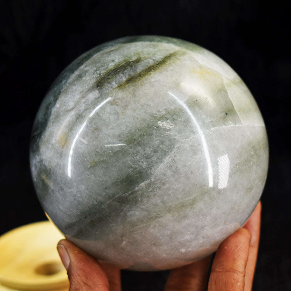 gemsmore:Artisian 6561.00 Cts Rutile Quartz Carved Reiki Healing Sphere - Museum Size