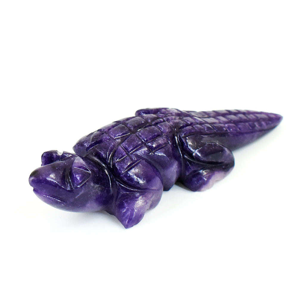 gemsmore:Artisian Amethyst  Hand Carved Genuine Crystal Gemstone Carving Aligator