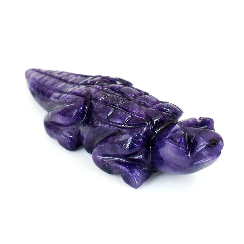 gemsmore:Artisian Amethyst  Hand Carved Genuine Crystal Gemstone Carving Aligator