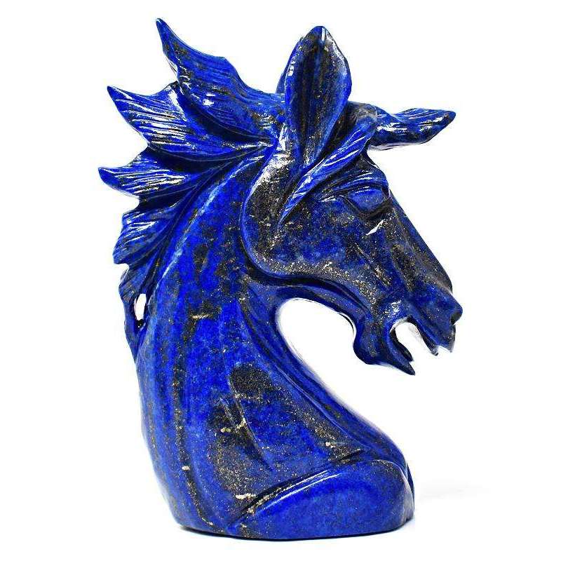 gemsmore:Artisian Blue Lapis Lazuli Hand Carved Horse Head