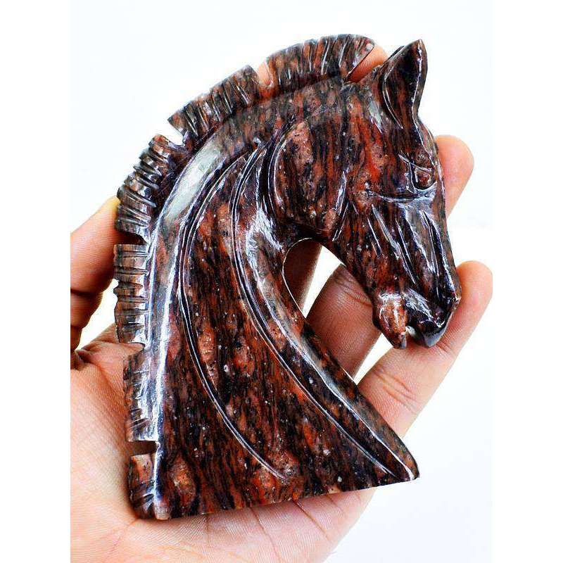 gemsmore:Artisian Carved Red Garnet Unicorn Head