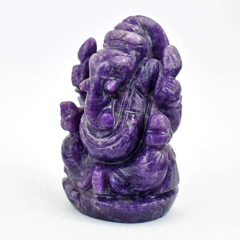 gemsmore:Artisian Lepidolite  Hand Carved Genuine Crystal Gemstone Carving Lord Ganesha