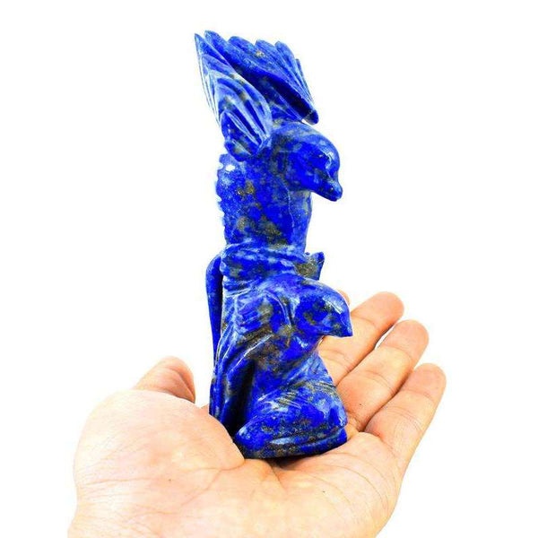 gemsmore:Beautiful Blue Lapis Lazuli Carved Twin Bird Statue