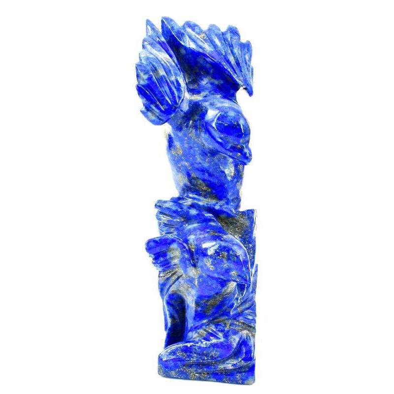 gemsmore:Beautiful Blue Lapis Lazuli Carved Twin Bird Statue