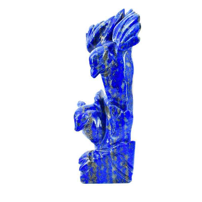 gemsmore:Beautiful Blue Lapis Lazuli Carved Twin Bird Statue