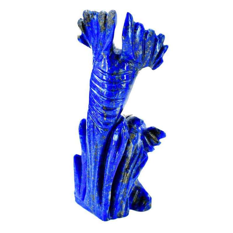 gemsmore:Beautiful Blue Lapis Lazuli Carved Twin Bird Statue