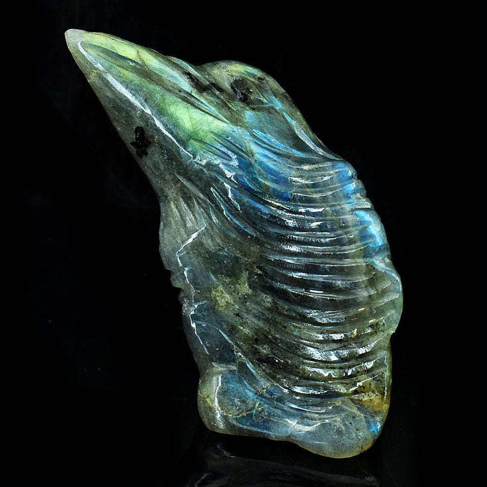 gemsmore:Beautiful Labradorite Hand Carved Genuine Crystal Gemstone Carving Bird Head