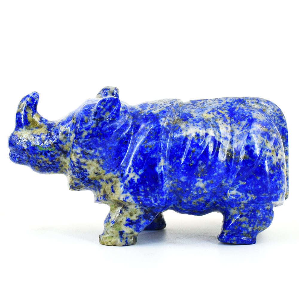 gemsmore:Beautiful Lapis Lazuli Hand Carved Genuine Crystal Gemstone Carving Rhino