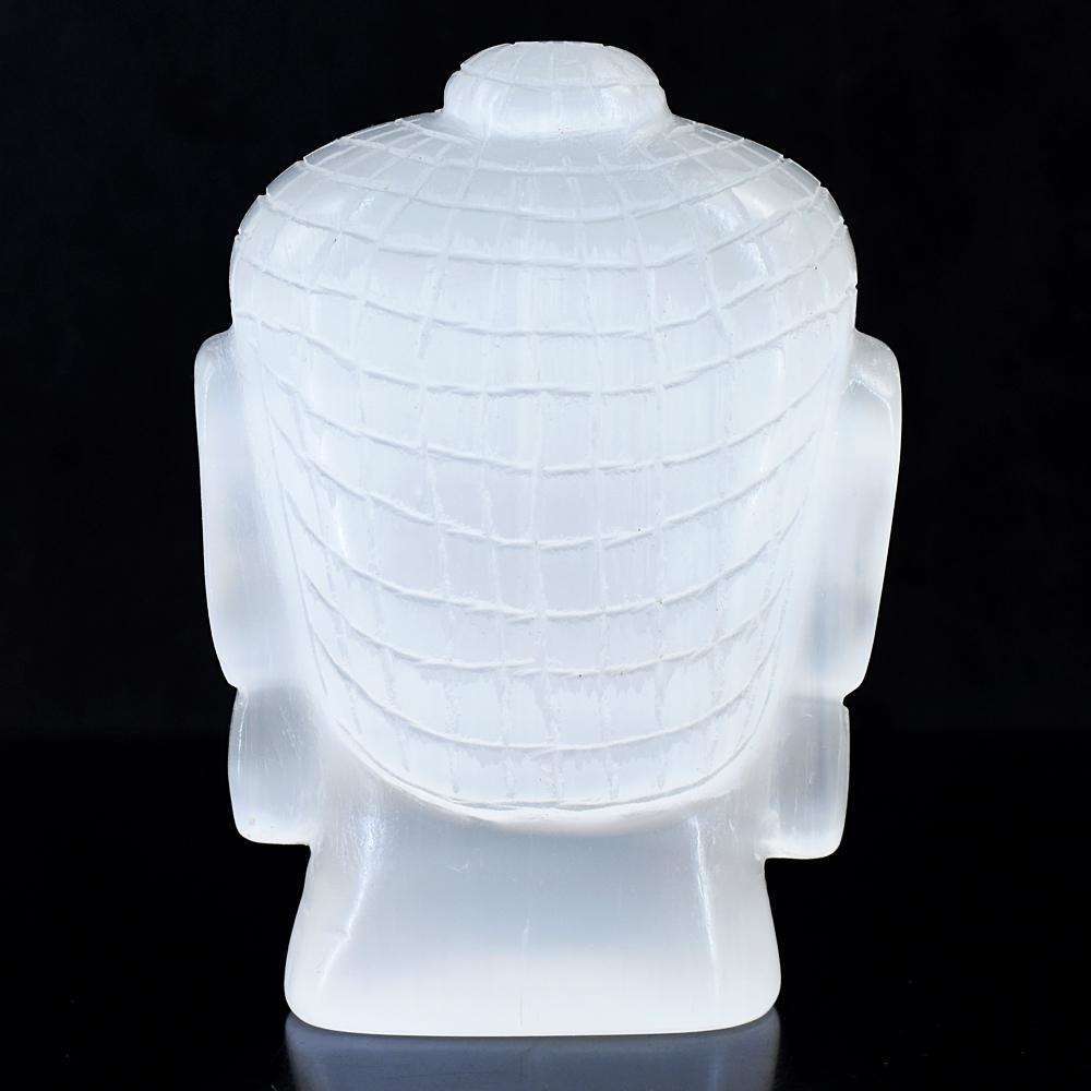 gemsmore:Beautiful Selenite Hand Carved Buddha Head