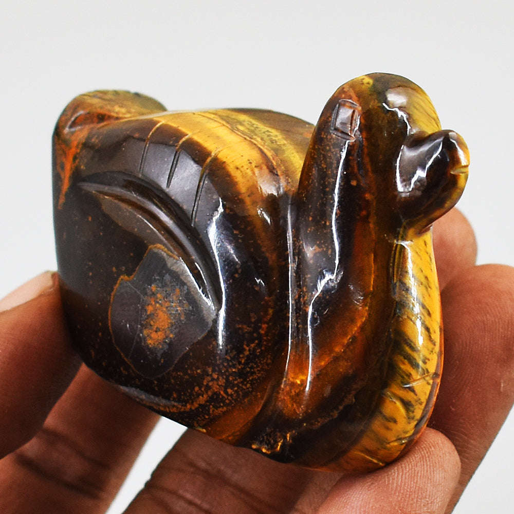 gemsmore:Beautiful Tiger Eye Hand Carved Genuine Crystal Gemstone Carving Duck