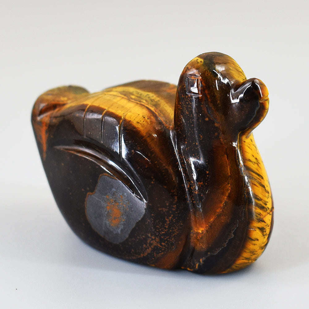 gemsmore:Beautiful Tiger Eye Hand Carved Genuine Crystal Gemstone Carving Duck