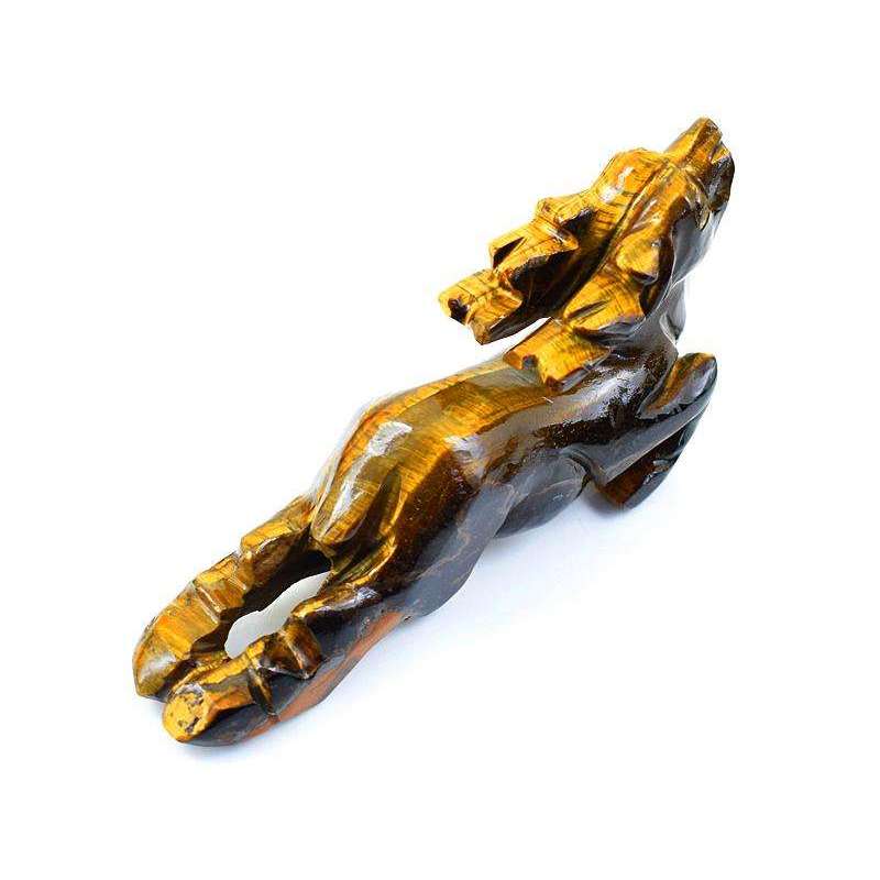 gemsmore:Beautifully Carved Golden Tiger Eye Reindeer - Detailed