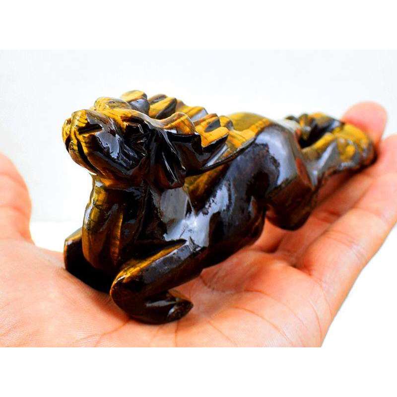 gemsmore:Beautifully Carved Golden Tiger Eye Reindeer - Detailed