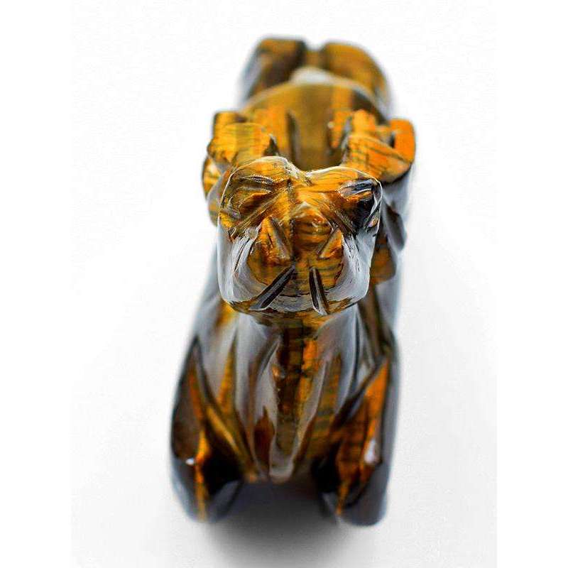 gemsmore:Beautifully Carved Golden Tiger Eye Reindeer - Detailed