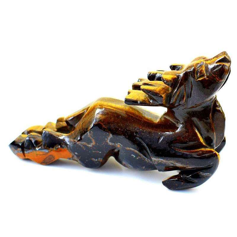 gemsmore:Beautifully Carved Golden Tiger Eye Reindeer - Detailed