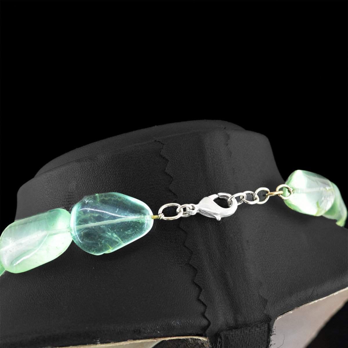 gemsmore:Big Size Green Fluorite Necklace Natural Untreated Beads