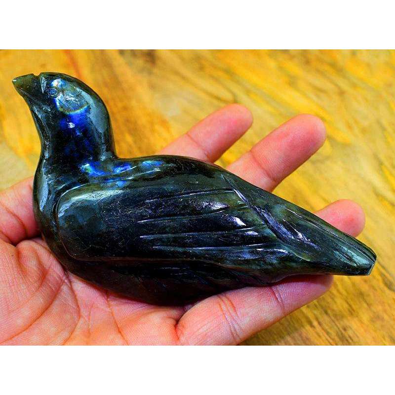 gemsmore:Blue Flash Labradorite Carved Bird - Genuine