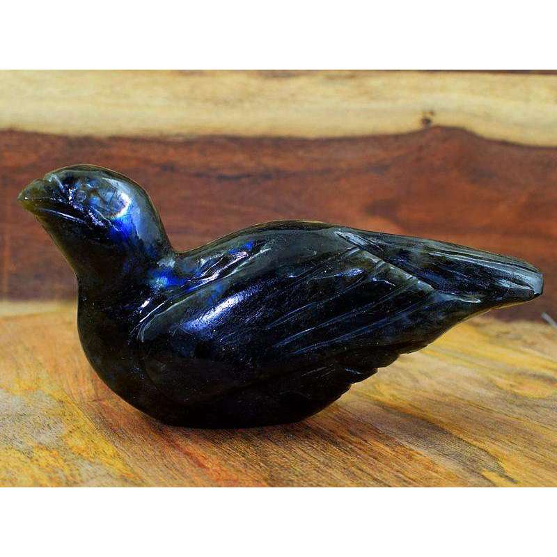 gemsmore:Blue Flash Labradorite Carved Bird - Genuine