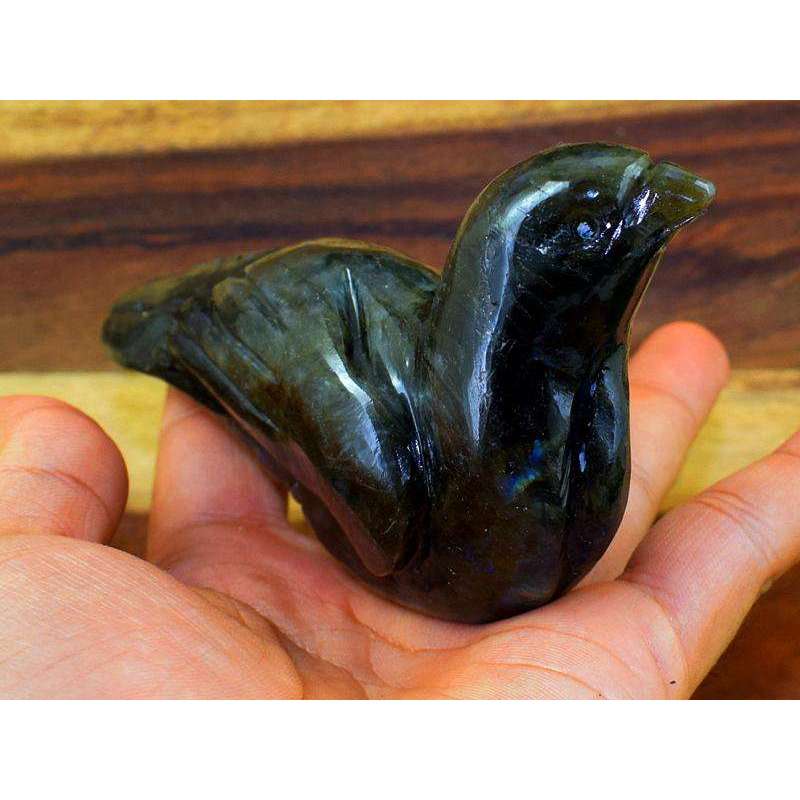 gemsmore:Blue Flash Labradorite Carved Bird - Genuine