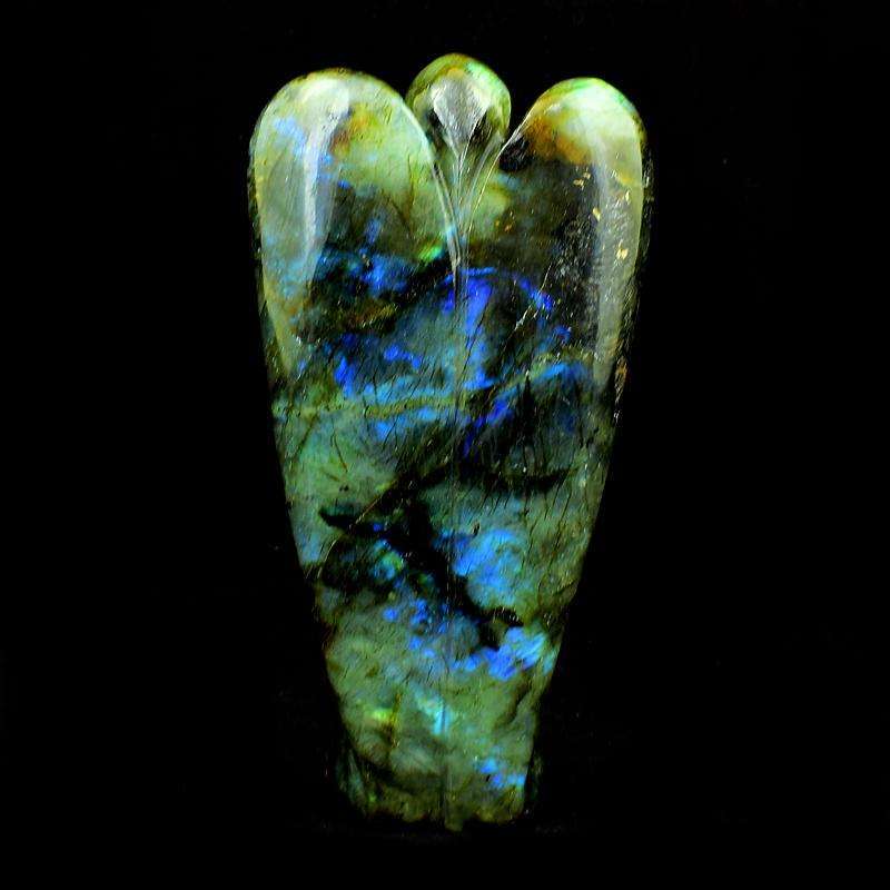 gemsmore:Blue Flash Labradorite Hand Carved Healing Crystal Angel