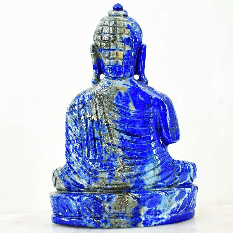 gemsmore:Blue Lapis Lazuli Hand Carved Buddha Idol