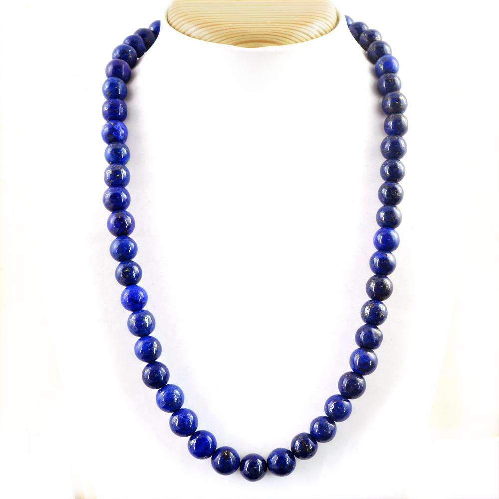 10 MM Lapis Round Cabochon Bead Necklace With Solid Silver Elements NS-1153  – Online Gemstone & Jewelry Store By Gehna Jaipur