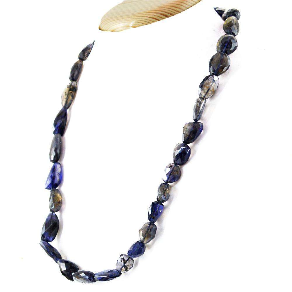 gemsmore:Blue Tanzanite Necklace Natural 20 Inches Long Faceted Beads