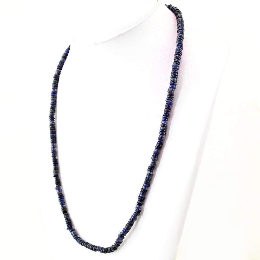 gemsmore:Blue Tanzanite Necklace Natural Round Shape Untreated Beads