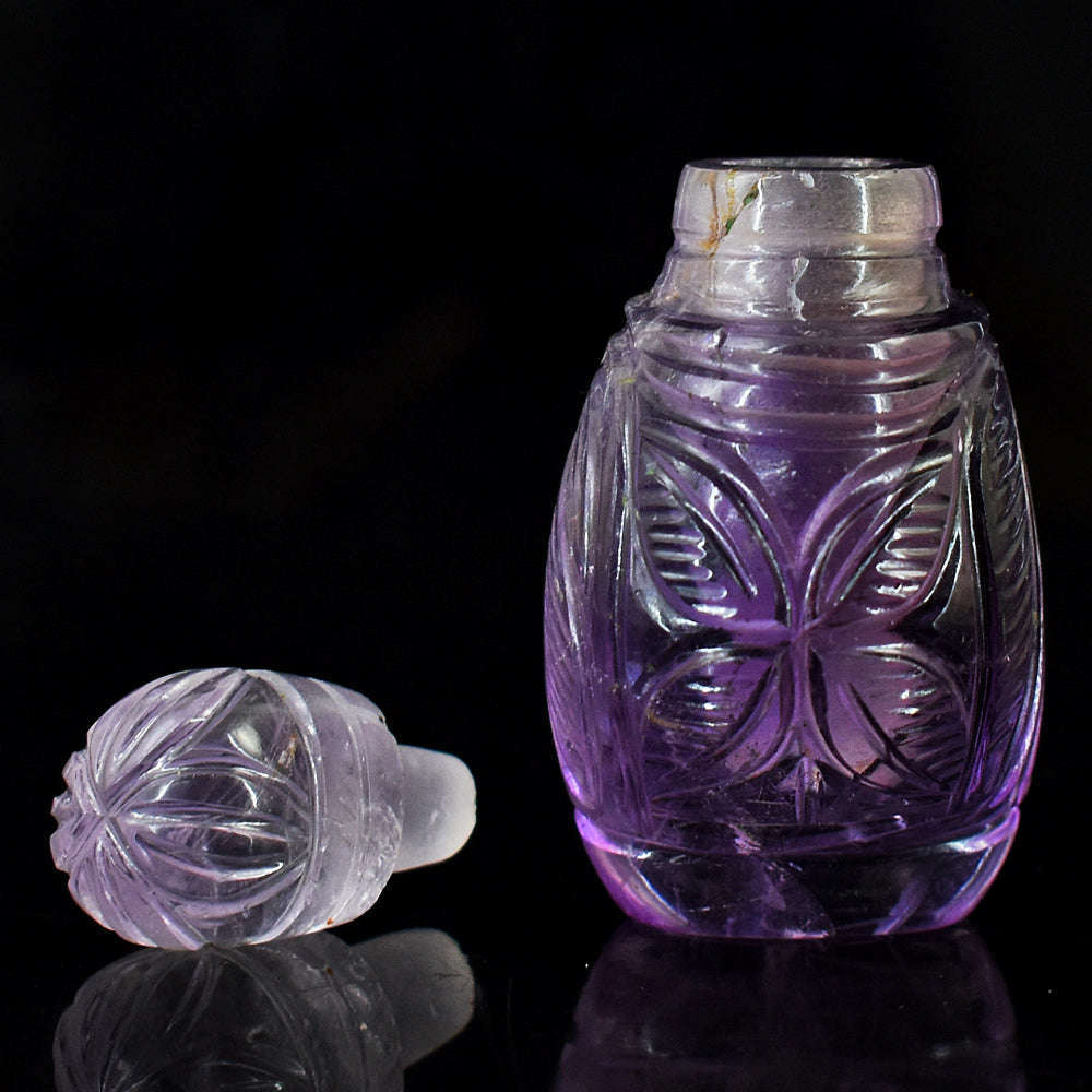 gemsmore:Craftsmen Amethyst   Hand Carved Genuine Crystal Gemstone Carving Perfume Bottle