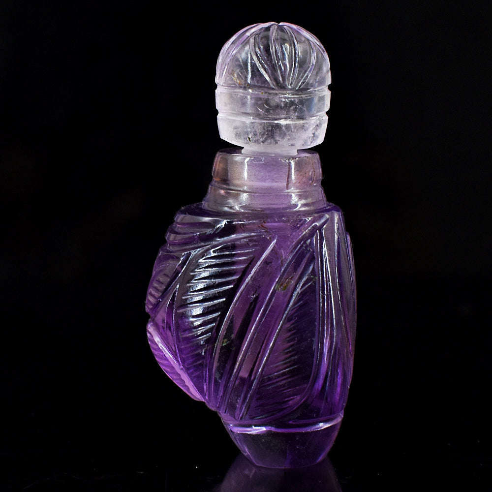 gemsmore:Craftsmen Amethyst   Hand Carved Genuine Crystal Gemstone Carving Perfume Bottle