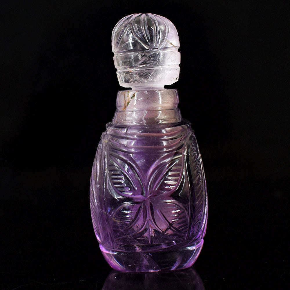 gemsmore:Craftsmen Amethyst   Hand Carved Genuine Crystal Gemstone Carving Perfume Bottle