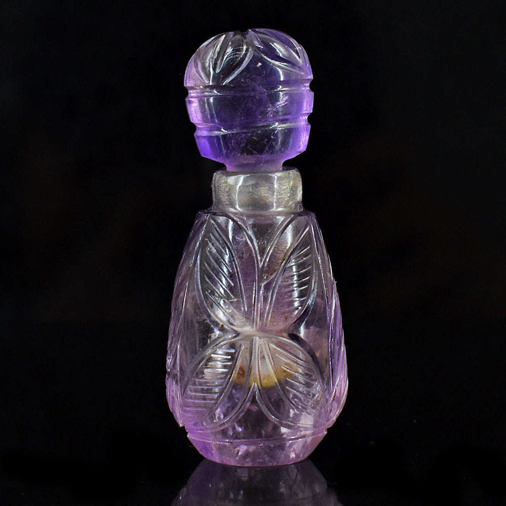 gemsmore:Craftsmen Amethyst  Hand Carved Genuine Crystal Gemstone Carving Perfume Bottle