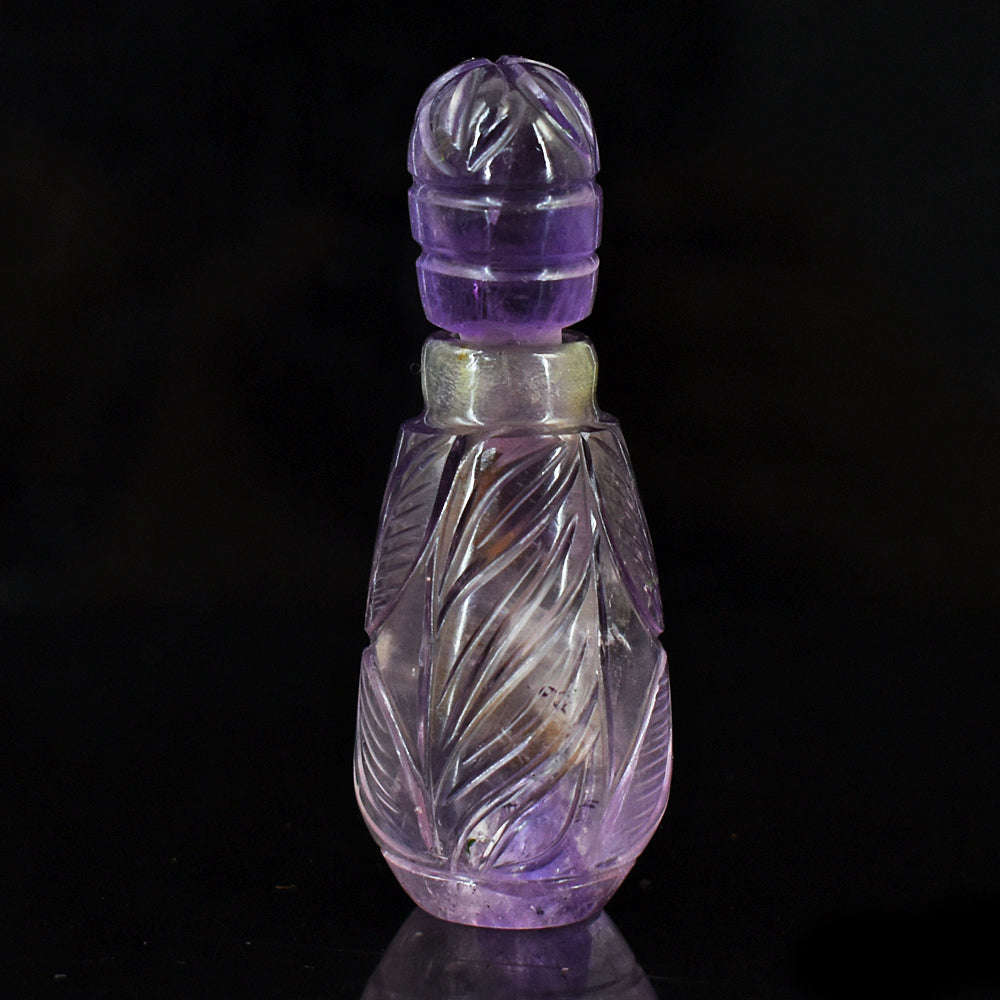 gemsmore:Craftsmen Amethyst  Hand Carved Genuine Crystal Gemstone Carving Perfume Bottle