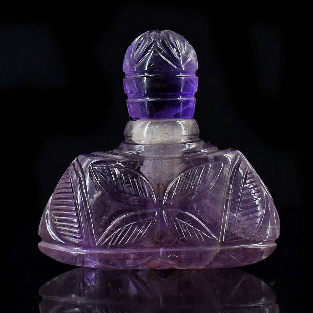 gemsmore:Craftsmen Amethyst  Hand Carved Genuine Crystal Gemstone Carving Perfume Bottle