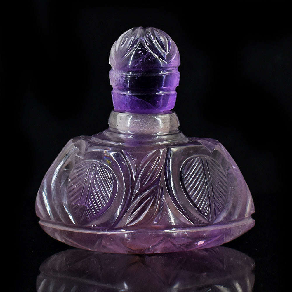 gemsmore:Craftsmen Amethyst  Hand Carved Genuine Crystal Gemstone Carving Perfume Bottle