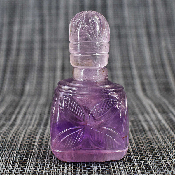 gemsmore:Craftsmen Amethyst  Hand Carved Genuine Crystal Gemstone Carving Perfume Bottle